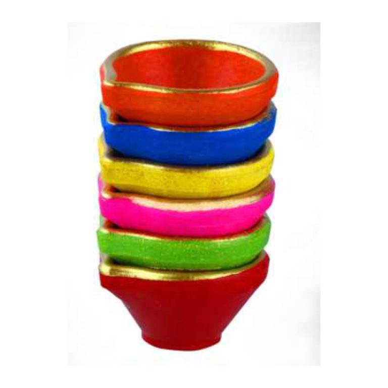 Colour Clay Diya 6 Pc
