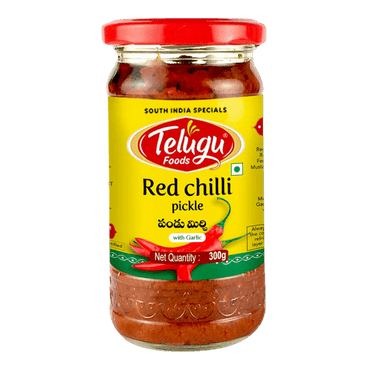 Telugu Foods Red Chilli Pickle (with garlic) 300g