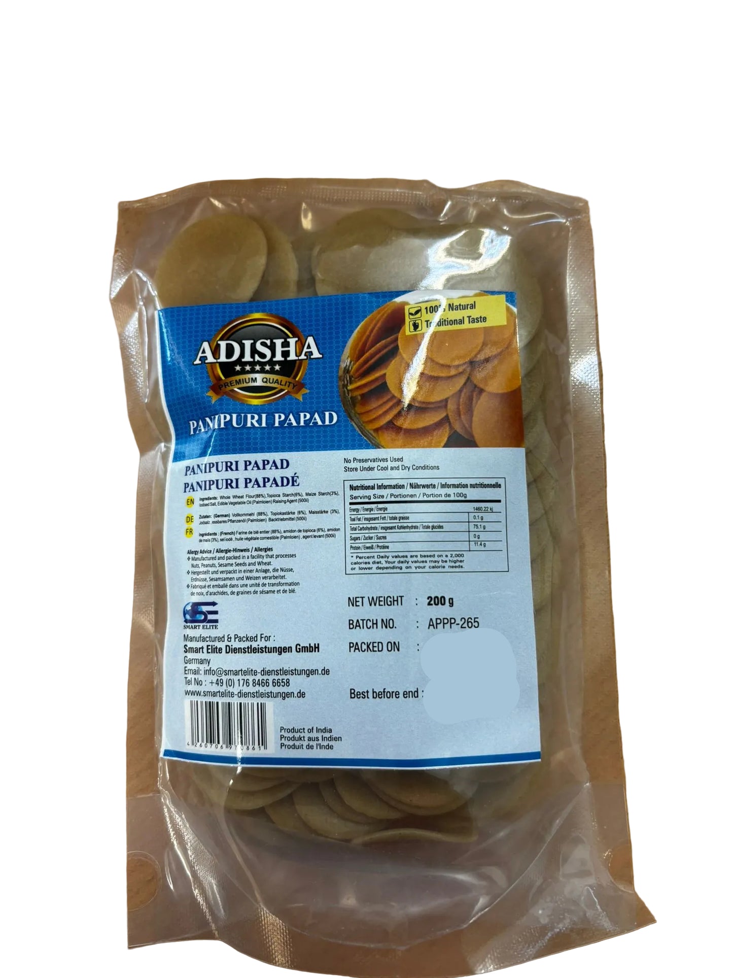 Adisha Panipuri Papad 200g